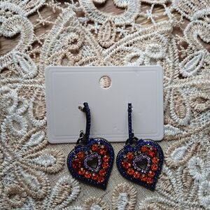 Heart-Shaped Blue and Orange Earrings